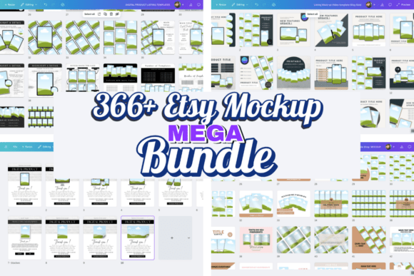 300+ Canva Etsy Mockup Template Bundle for Digital Sellers