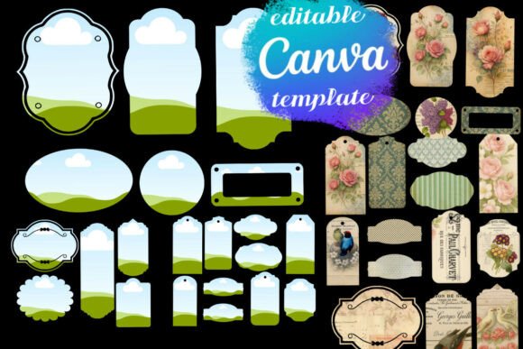 Canva Frames Junk Journal Labels for DIY Projects